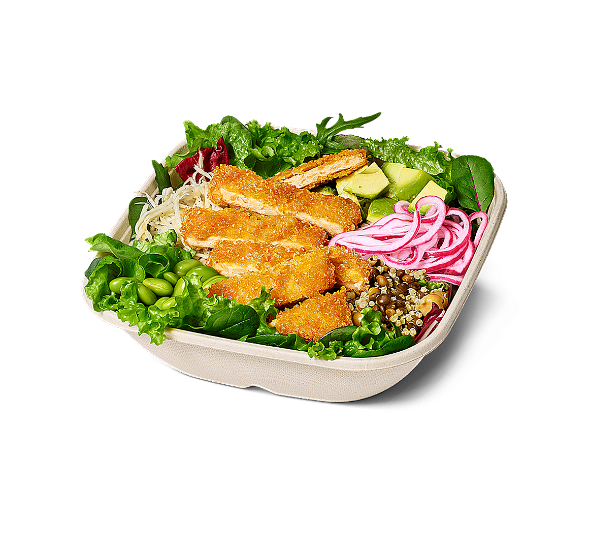 Crispy No Chicken Sweet Mustard Salad Bowl